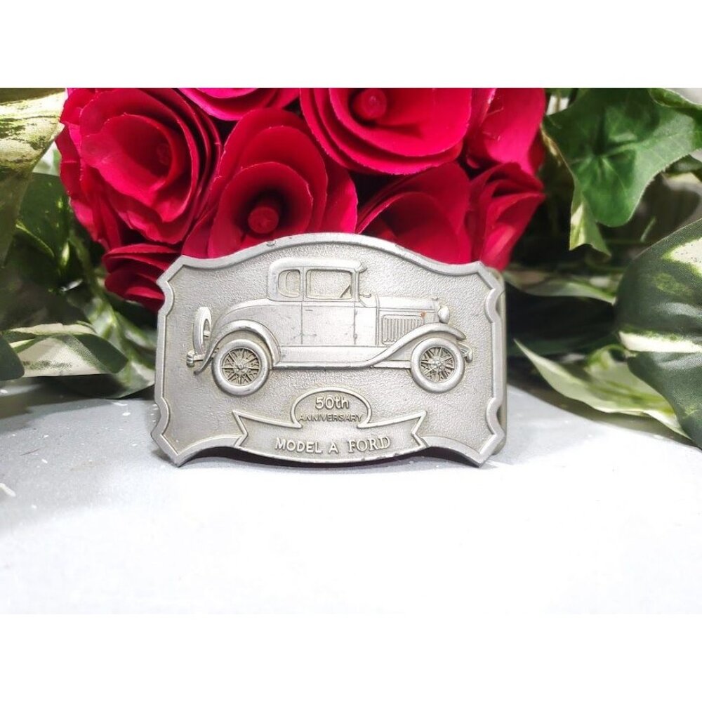 Vintage Ford Belt Buckle 1976 50th Anniversary Model A Ford Car Collectible